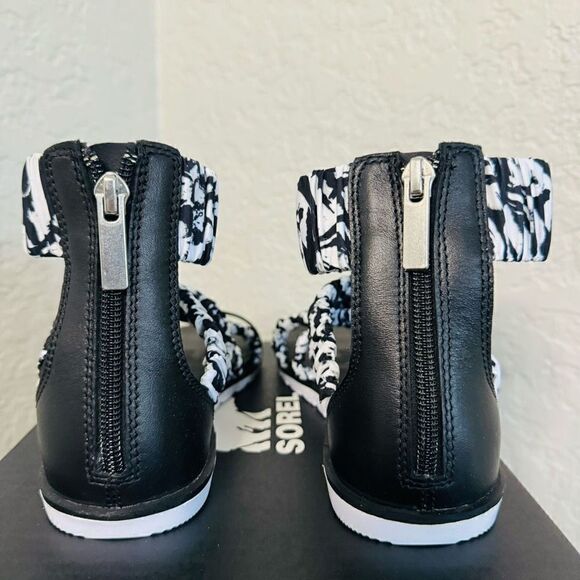 SOREL Ella II Ankle Strap Sandal, Comfort Walking Shoe White Black Size 7, NWT - Picture 3 of 15